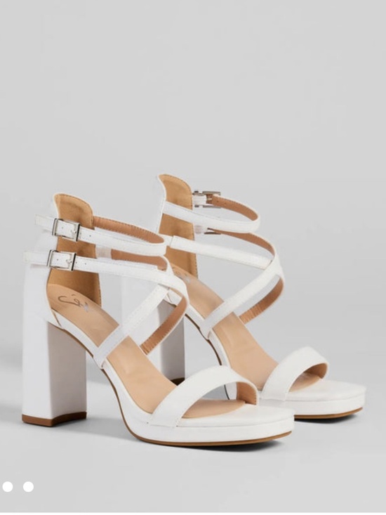 Windsor Shoes - Strappy White Platform Heels